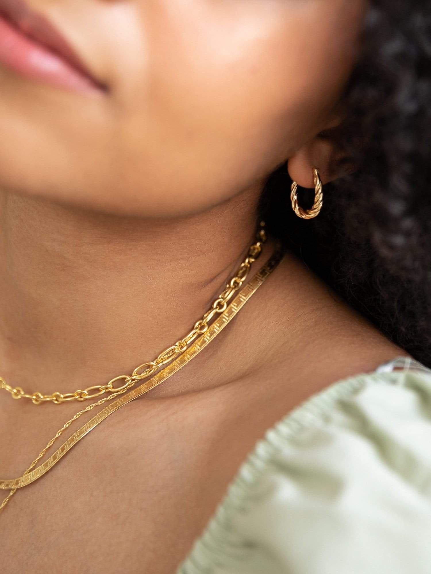 Product image 3 of 4, which shows Daisy London Rope Detail Drop Earrings, Gold