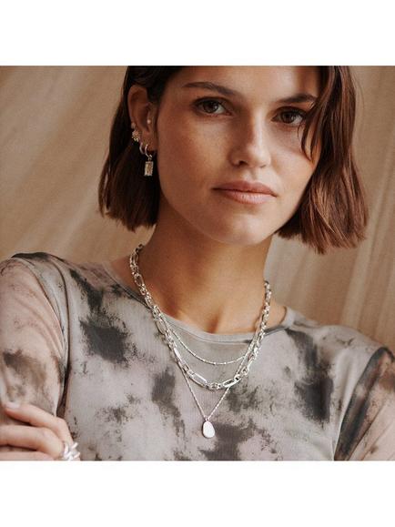 Daisy London Mother of Pearl Pendant Necklace, Silver - view 2, Silver
