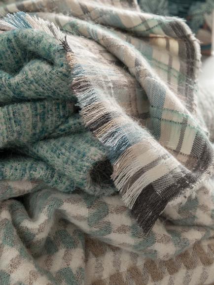 Osborne & Little Mouflon Plain Furnishing Fabric - view 2, Aqua