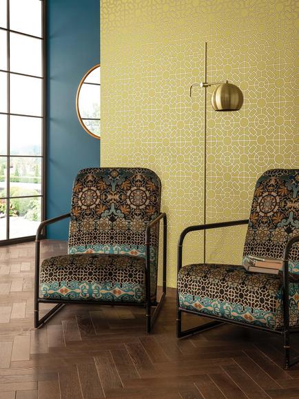 Osborne & Little Mansfield Furnishing Fabric - view 2, Black/Ginger