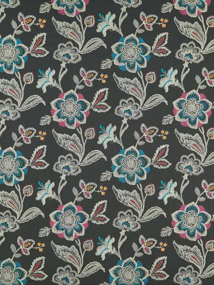 Osborne & Little Rosings Furnishing Fabric, Charcoal/Gold