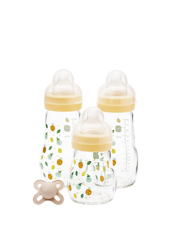 MAM Glass Baby Bottle Feed and Soother Set, Multi
