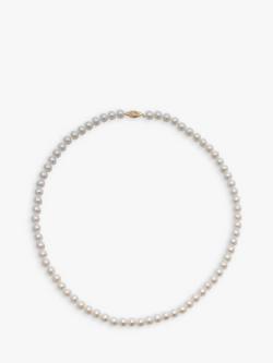 E.W Adams Akoya Cultured Pearl Necklace, White/Gold, White/Gold