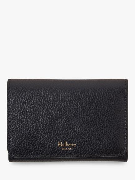 Mulberry Continental Small Classic Grain Leather Trifold Purse, Black