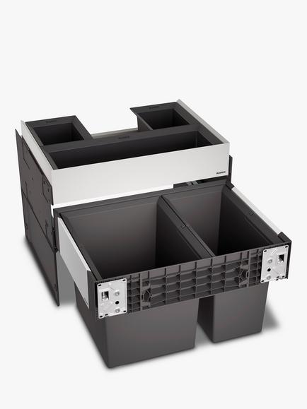 BLANCO Select Orga Under Counter 2-Section Pull-Out Kitchen Bin & Organiser, 49L, Grey