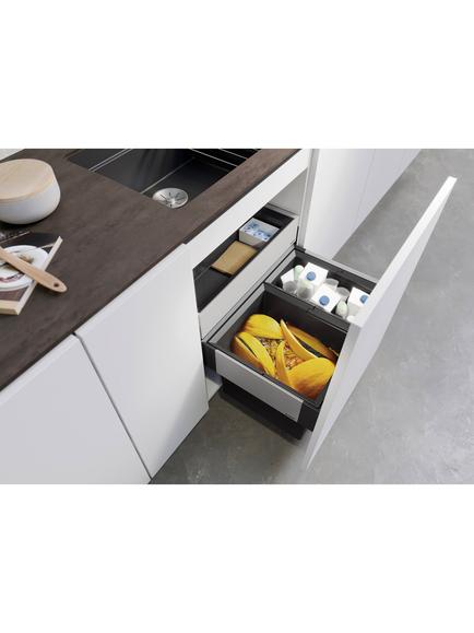 BLANCO Select Orga Under Counter 2-Section Pull-Out Kitchen Bin & Organiser, 49L - view 2, Grey