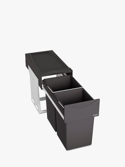 BLANCO Select Botton Manual Under Counter 2 Section Pull-Out Kitchen Bin, 30L, Grey