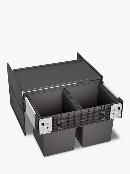 BLANCO Select Compact Under Counter 2-Section Pull-Out Kitchen Bin, 34L, Grey