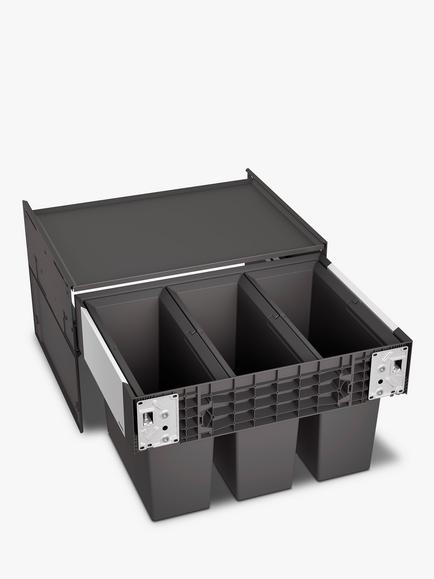 BLANCO Select Under Counter 3-Section Pull-Out Kitchen Bin, 45L, Grey