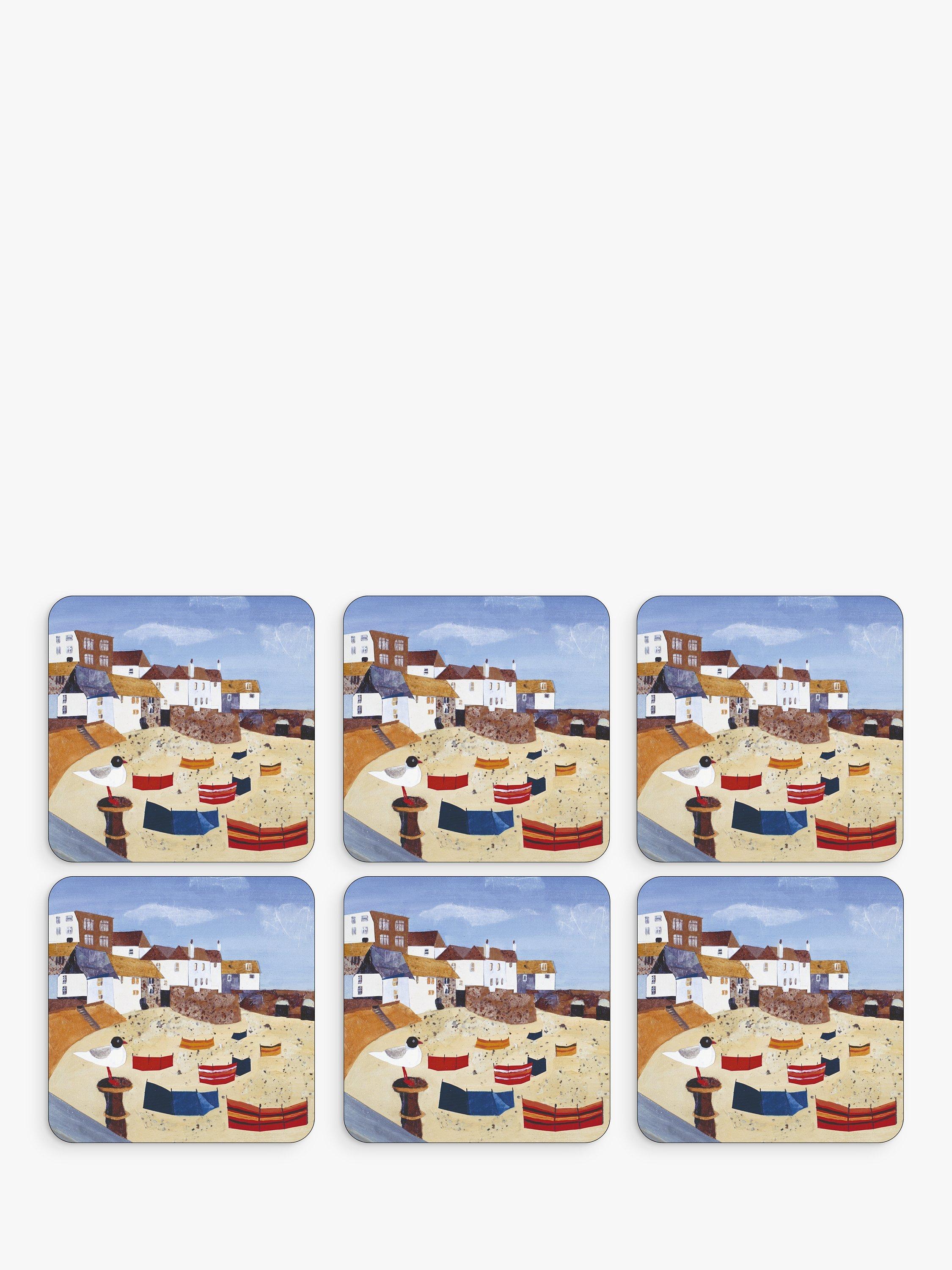 Pimpernel 'St Ives Cornwall' Cork-Backed Placemats & Coasters, Set of 6, Blue/Multi