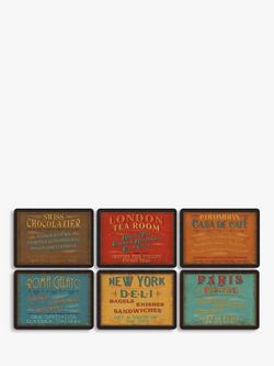 Pimpernel 'Lunchtime Vintage' Cork-Backed Placemats & Coasters, Set of 6, Multi, 