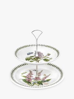 Portmeirion Botanic Garden 2-Tier Cake Stand, 27cm, White/Multi