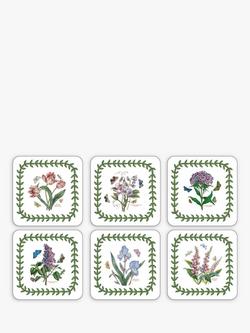 Portmeirion Botanic Garden Cork-Backed Placemats & Coasters, Set of 6, White/Multi, 