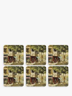 Pimpernel 'Paris' Cork-Backed Placemats & Coasters, Set of 6, Green/Multi, 