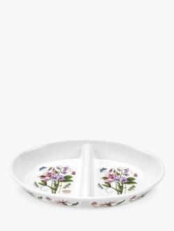 Portmeirion Botanic Garden Sweet Pea Oval Divided Oven Dish, 29cm, White/Multi, 