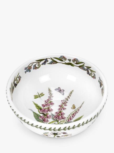 Portmeirion Botanic Garden Foxglove Salad Bowl, 26cm, White/Multi, White/Multi