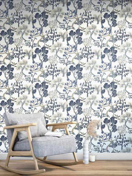 John Lewis Magical Trees Wallpaper - view 2, Navy