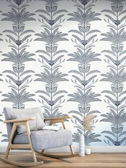 John Lewis Palm Stripe Wallpaper - view 2, Blue