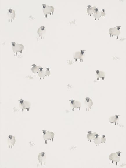 John Lewis Highland Sheep Wallpaper, White