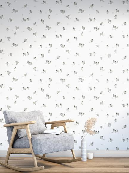 John Lewis Highland Sheep Wallpaper - view 2, White