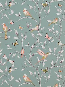 John Lewis Hummingbird Trees Wallpaper, Sage