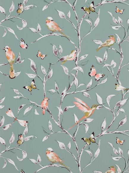 John Lewis Hummingbird Trees Wallpaper, Sage