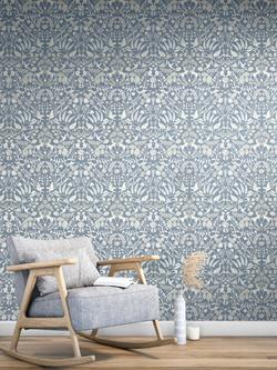 John Lewis Woodland Fable Wallpaper - view 2, French Blue