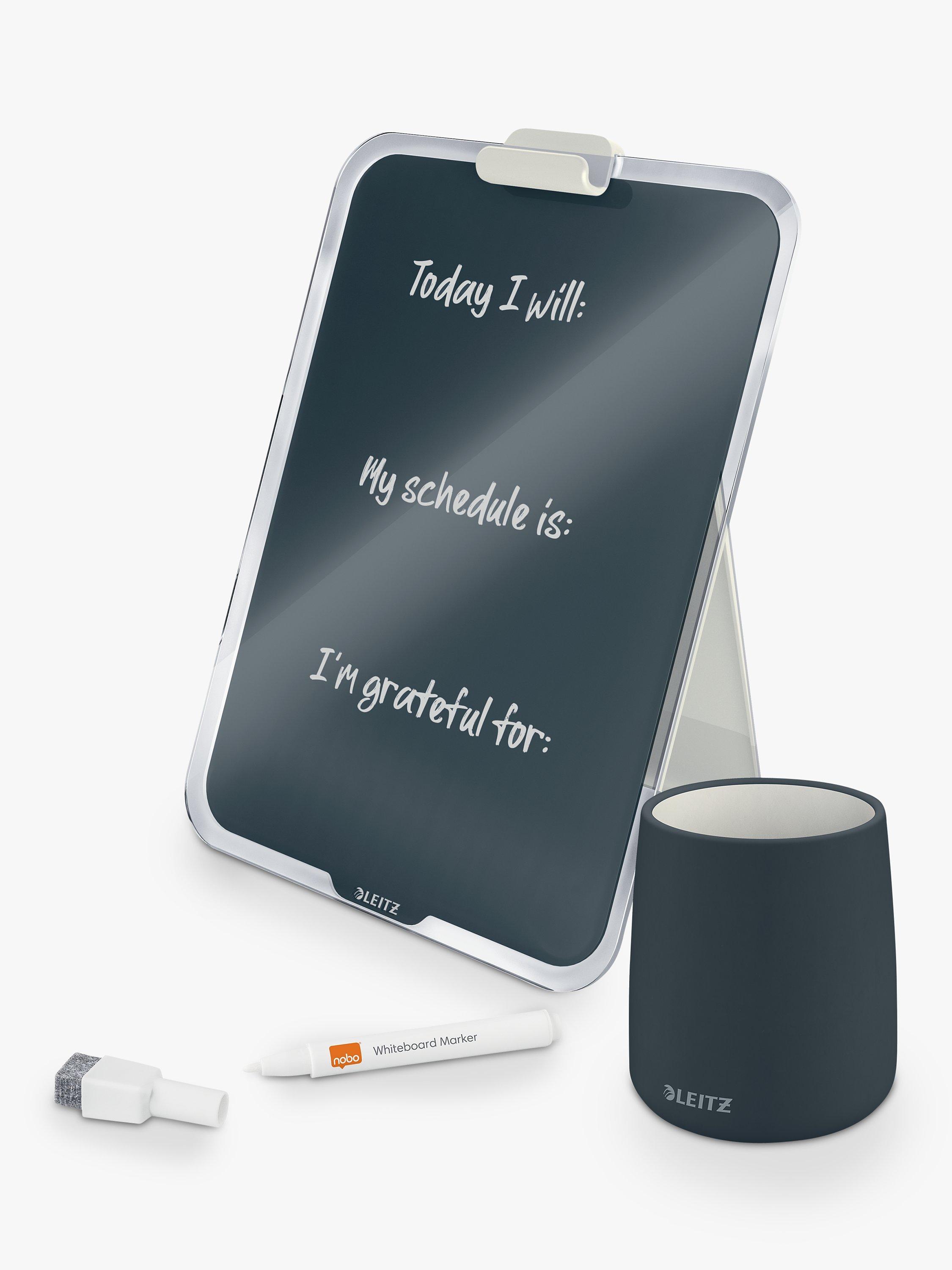 Leitz Cosy Glass Desk Easel & Pen Pot Set, Grey