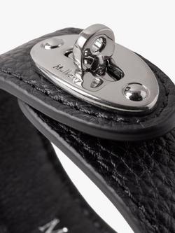 Mulberry Bayswater Leather Bracelet - view 2, Black/Silver, Small: L15.7 x W2cm