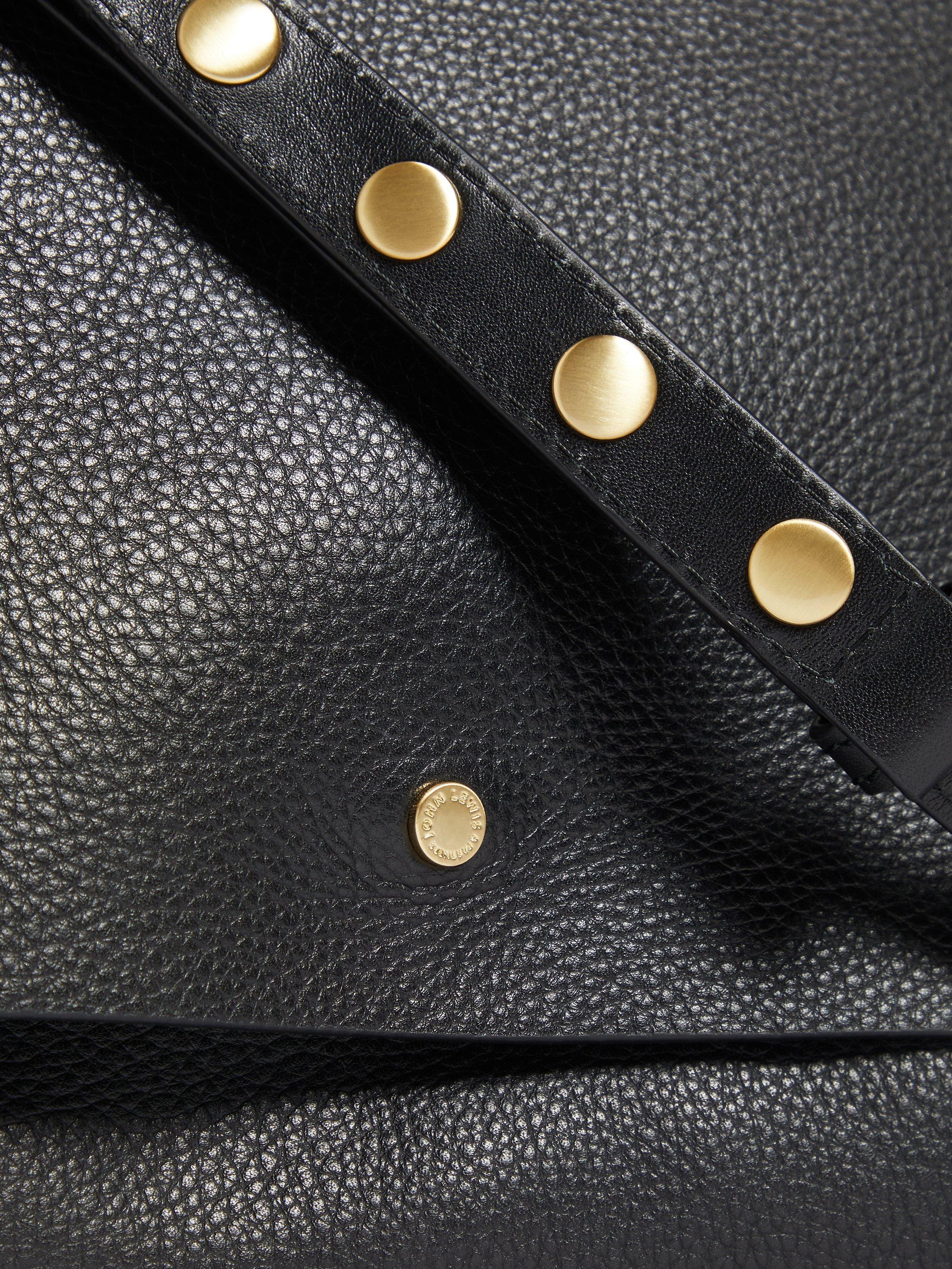 Product image 5 of 5, which shows John Lewis Mae Leather Flapover Cross Body Bag, Black