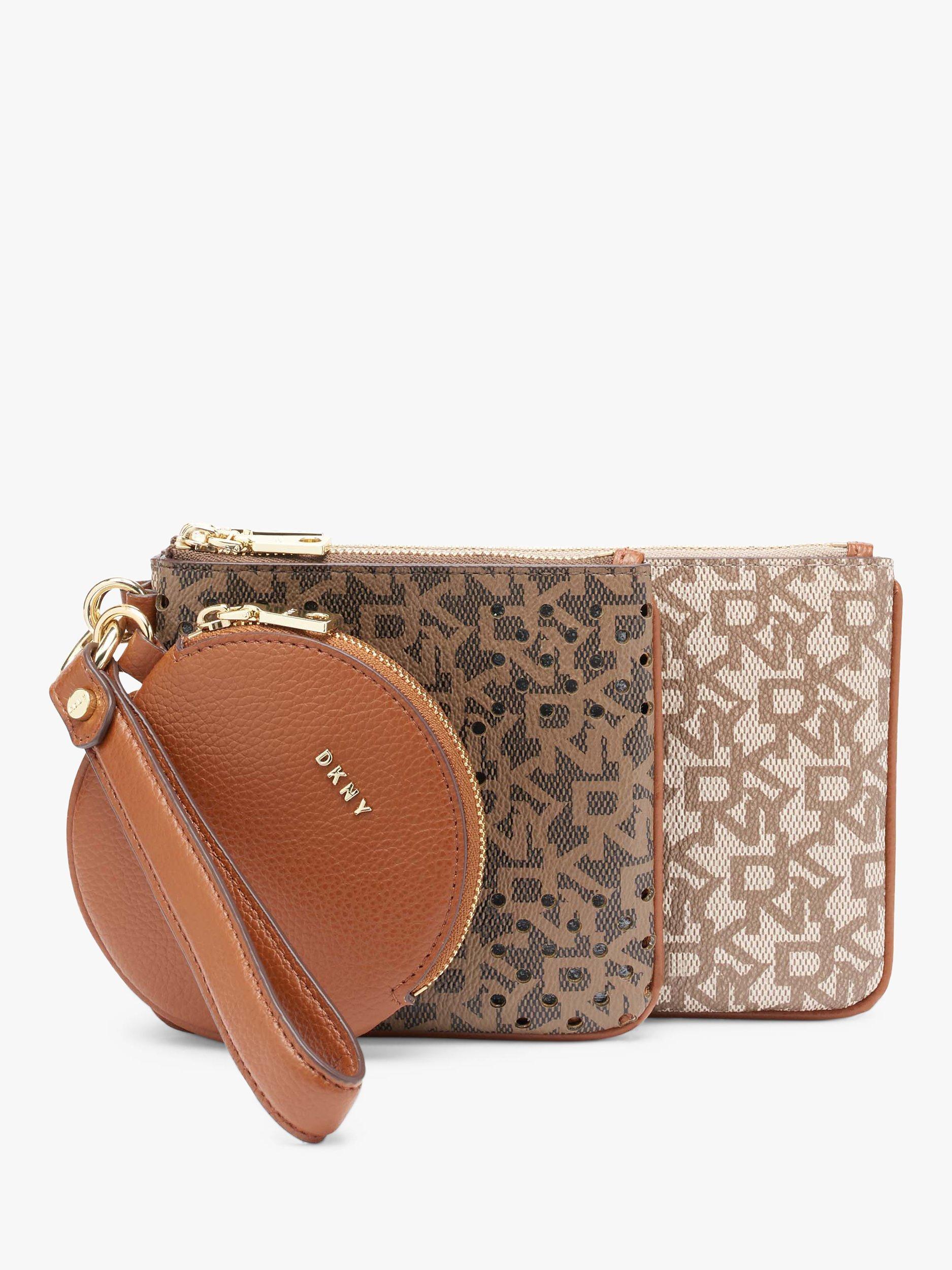 DKNY Bryant Triple Pouch Wristlet Purse Mocha