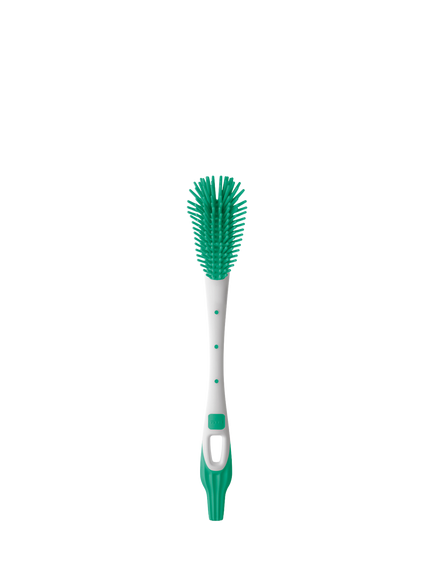 MAM Soft Silicone Baby Bottle Cleaning Brush, Green/White