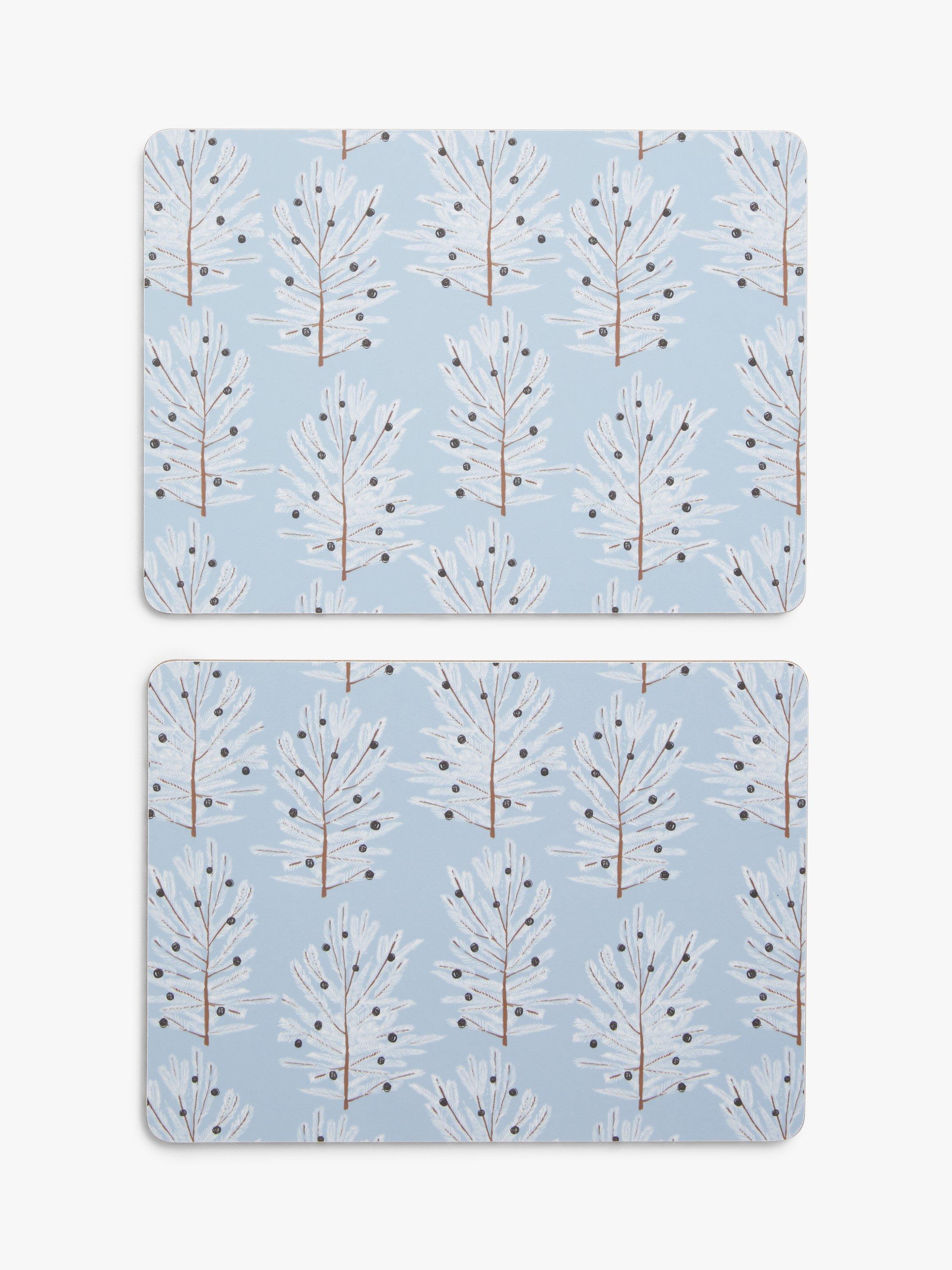 John Lewis Christmas Icy Tree Cork-Backed Melamine Placemats, Set of 2, Blue/Multi