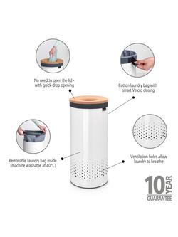 Brabantia Cork Lid Laundry Bin, 35L - view 2, White