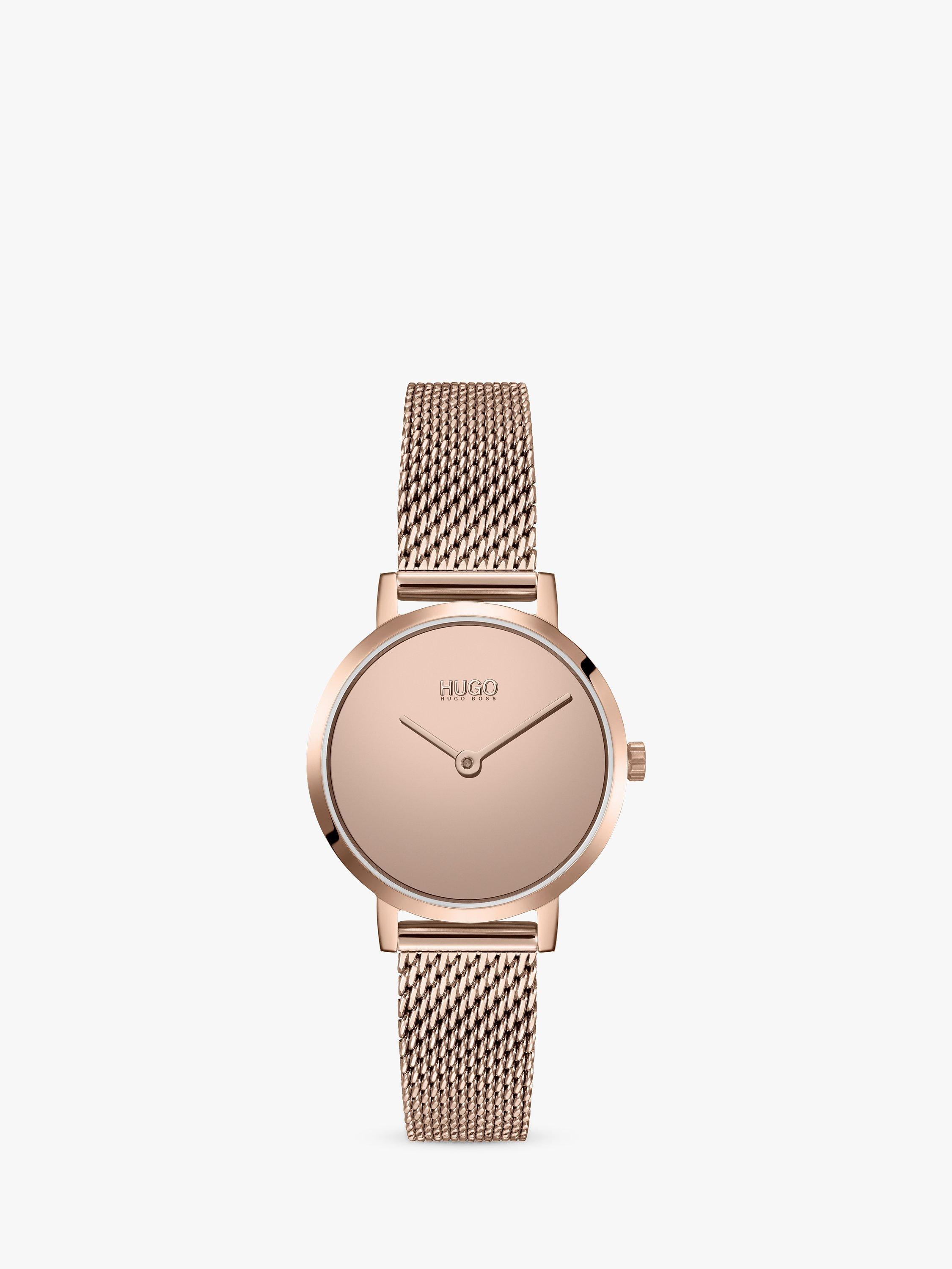 HUGO Women's Cherish Mesh Bracelet Strap Watch, Rose Gold 1540085