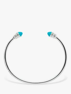 Melissa Odabash Crystal and Enamel Open Bangle, Silver/Turquoise