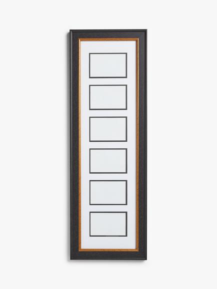 John Lewis Multi-aperture Photo Frame, 6 Photo, 4 x 6" (10 x 15cm), Black/Gold, Black/Gold