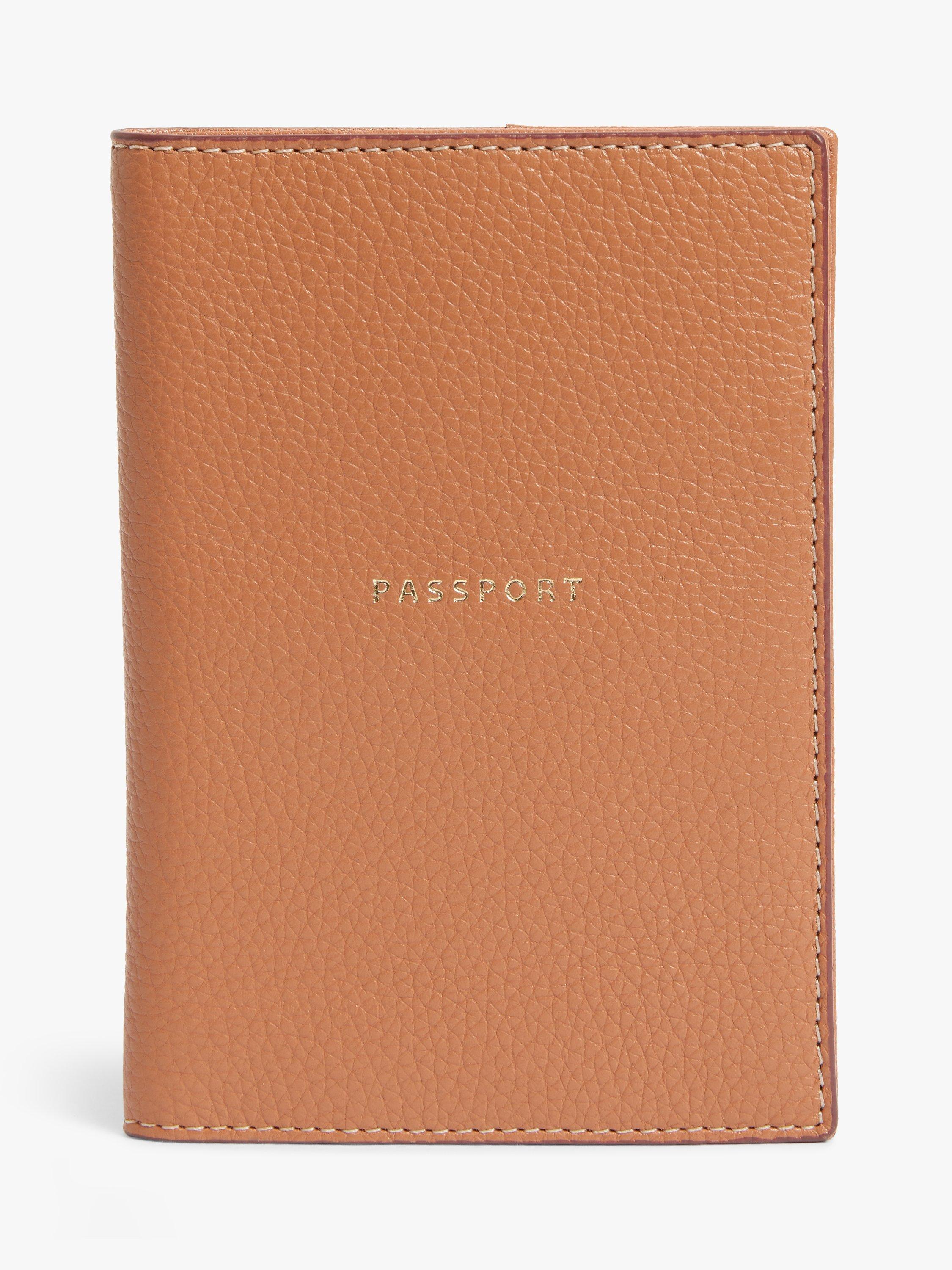 John Lewis Leather Passport Cover, Tan