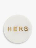 John Lewis Round Marble 'Hers' Coaster, White/Brass