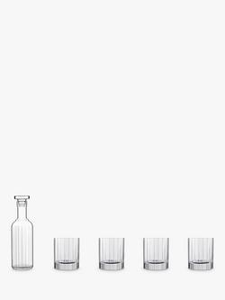 Luigi Bormioli Bach Fluted Glass Decanter & Tumblers Whisky Gift Set, 5 Piece, Clear, Clear