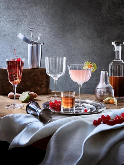 Luigi Bormioli Bach Fluted Glass Decanter & Tumblers Whisky Gift Set, 5 Piece, Clear - view 2, Clear