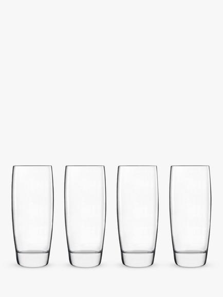 Luigi Bormioli Michelangelo Glass Highballs, 435ml, Set of 4, Clear, Clear