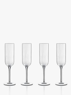 Luigi Bormioli Bach Fluted Prosecco Glass Flutes, Set of 4, 210ml, Clear, Clear