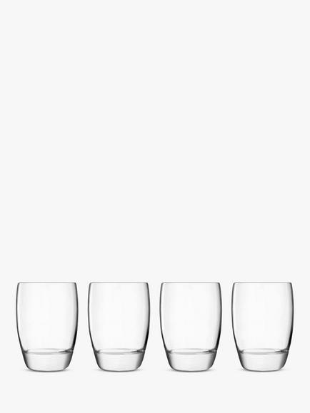Luigi Bormioli Michelangelo Glass Tumblers, 345ml, Set of 4, Clear, Clear