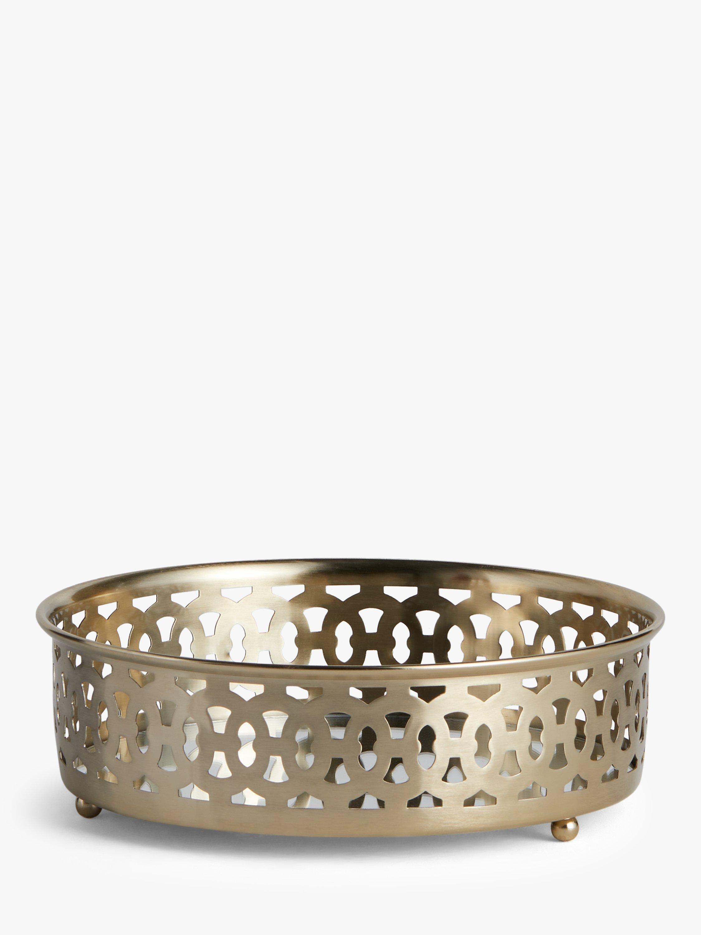 John Lewis Round Ornate Border Mirror Tray, 21.5cm, Gold