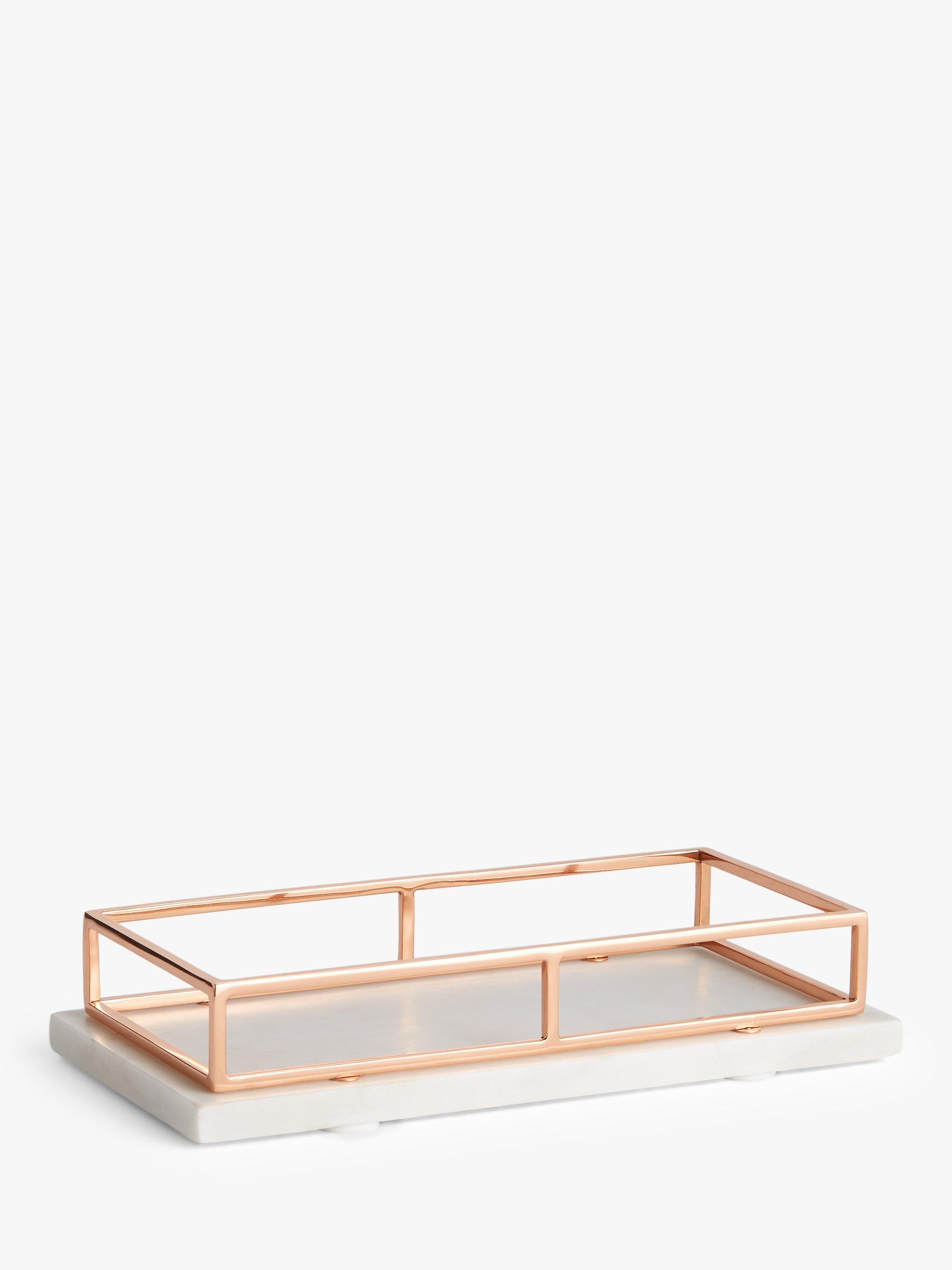 John Lewis Marble Base Stainless Steel Tray, 31cm, Rose Gold/White