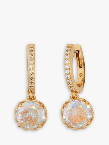 kate spade new york That Sparkle Pave Hoop Earrings, Gold/Clear
