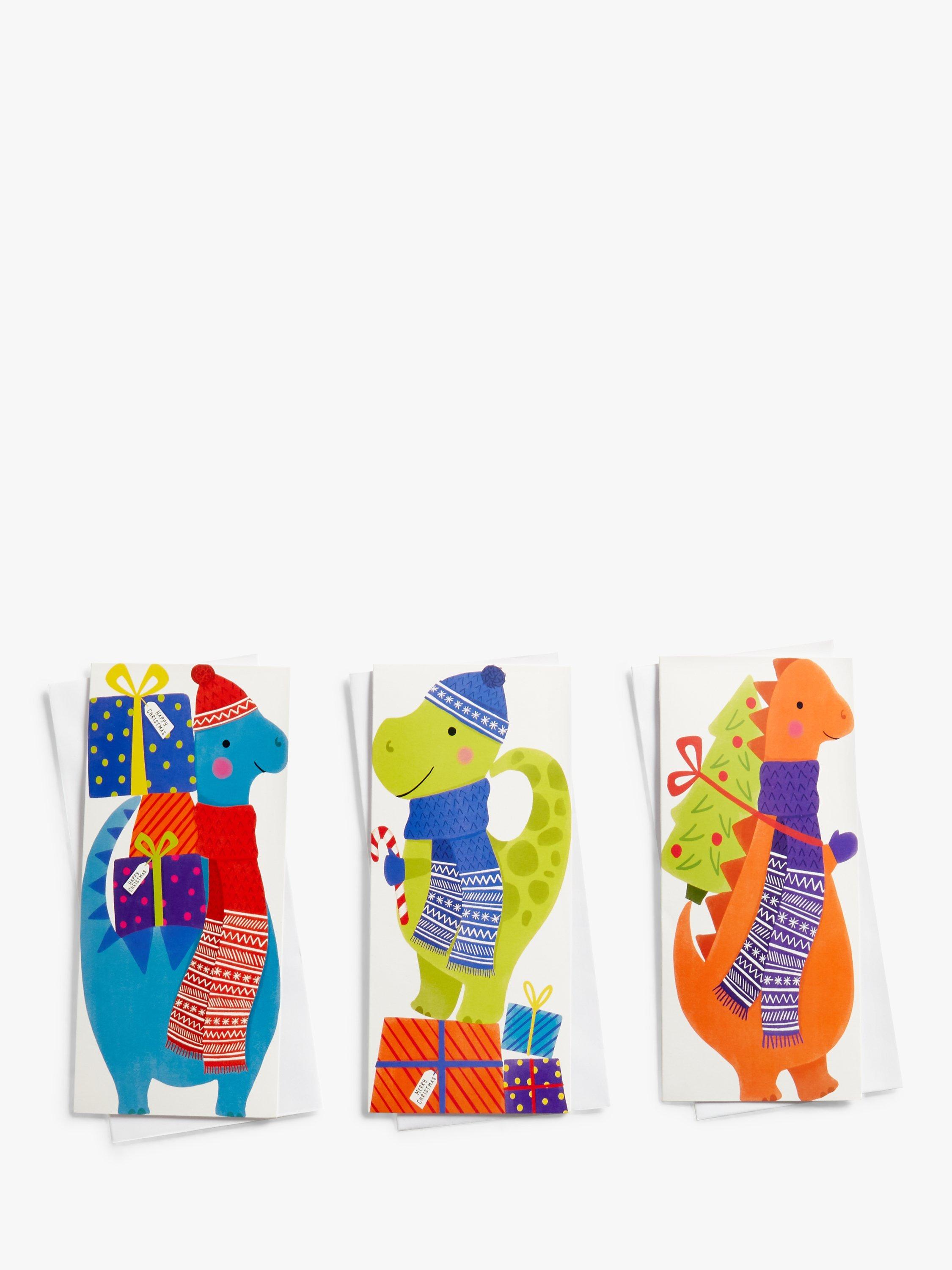 John Lewis Technicolour Supernature Dinosaurs Trio Charity Christmas Cards, Pack of 24