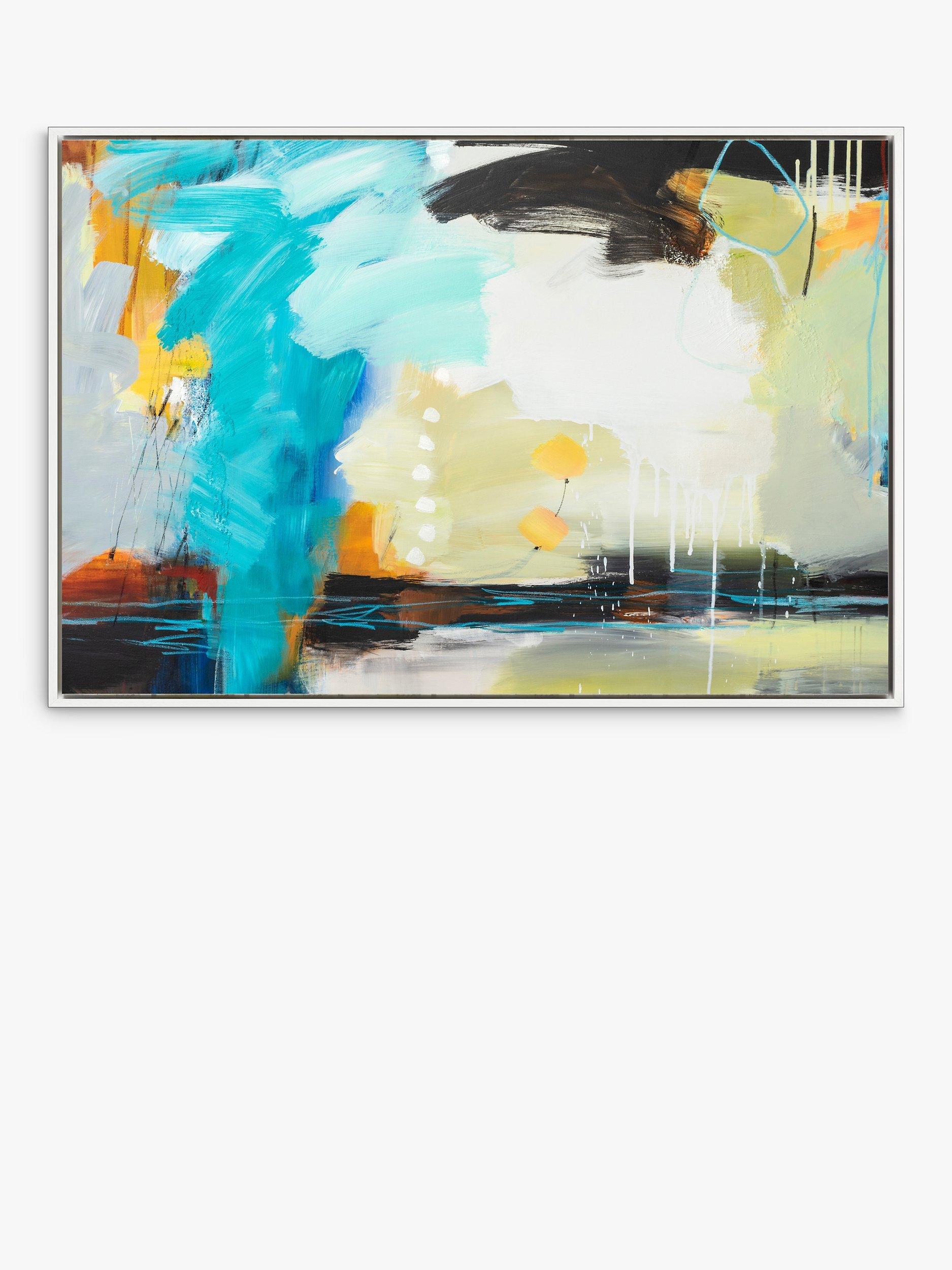 John Lewis Ira Ivanova 'Coast' Abstract Framed Canvas Prints, 84 x 124cm, Blue/Multi