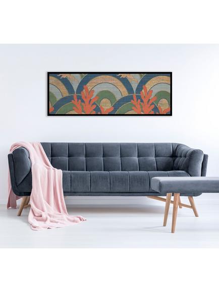 John Lewis British Library 'Textile Archive I' Framed Print, 43.5 x 123.5cm, Orange/Multi - view 2, Orange/Multi